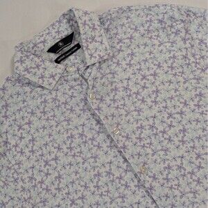Hart Schaffner Marx Mens Short Sleeve Button Up Shirt Floral Print Size L Cotton